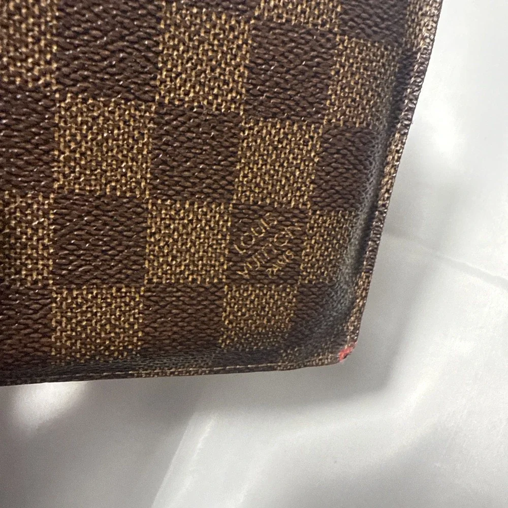 Louis‎ Vuitton Damier Ebene Multiple Bifold Wallet Monogram Slender Canvas Brown
